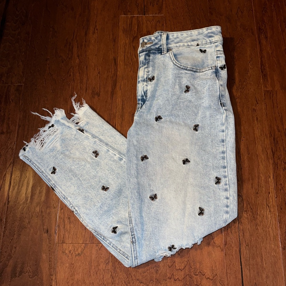 High rise butterfly jeans